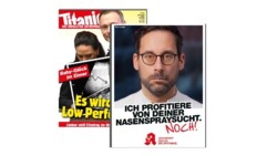 Die Rückseite des Titanic-Magazins ziert eine Persiflage auf die ABDA-Kampagne (Foto: Screenshot DAZ)