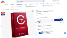 Dm verkauft Antikörpertests auf Corona. Diese weisen jedoch lediglich eine durchgemachte SARS-CoV-2-Infektion nach. (Screenshot: dm.de)