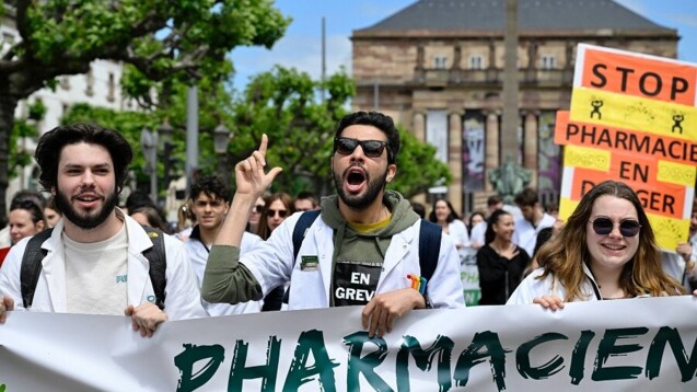 Die Apotheken in Frankreich sind in Gefahr: Protest in Strasbourg am Donnerstag vergangener Woche. (Foto: IMAGO / ABACAPRESS)